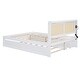 preview thumbnail 55 of 58, Versatile Pull-Out Bed,Full Size Elegant Bed Frame with Rattan Headboard and Sockets