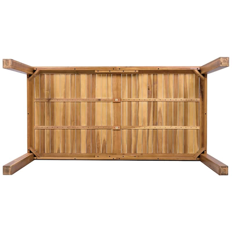 7-Piece Patio Dining Set, 67" Wooden Dining Table with 6 Rattan Chairs