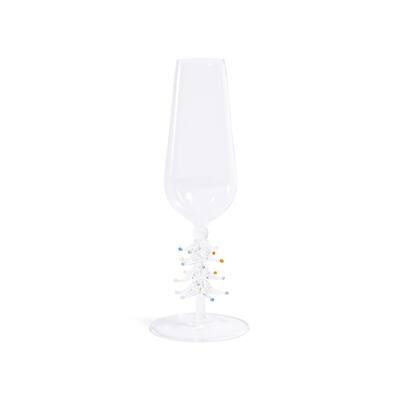 Treetop Cheers Glass Champagne Flutes - Holiday Stemware, Set of 4