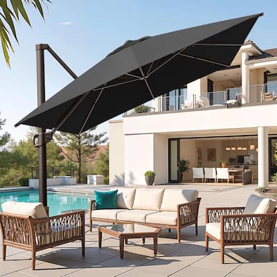 Pellebant 10x13 FT Patio Cantilever Umbrella Outdoor Offset Umbrella with No Base