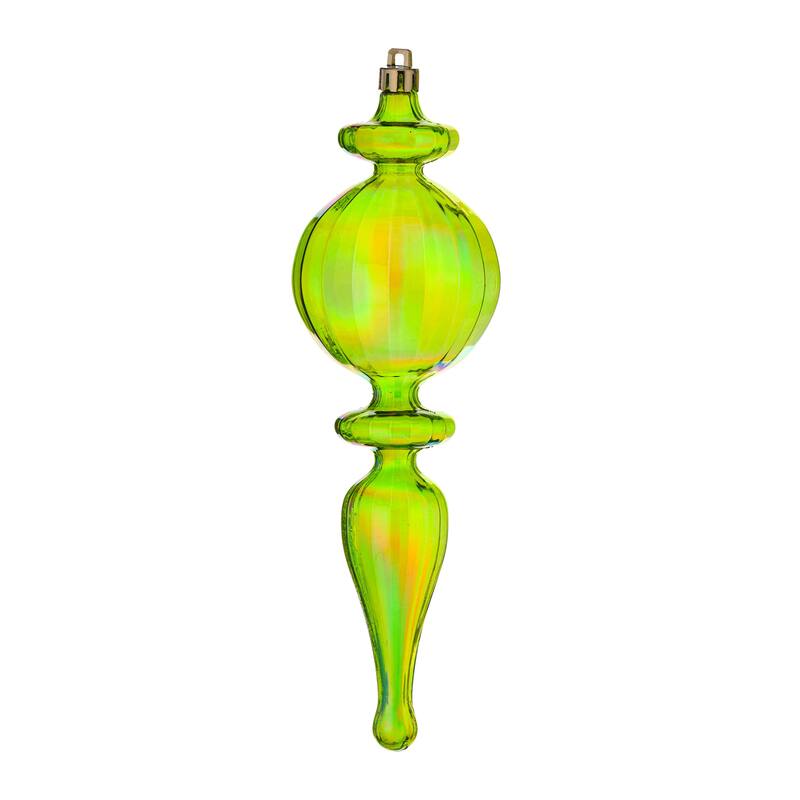 8" Shatterproof Plastic Iriddescent Finial Ornament Box of 3