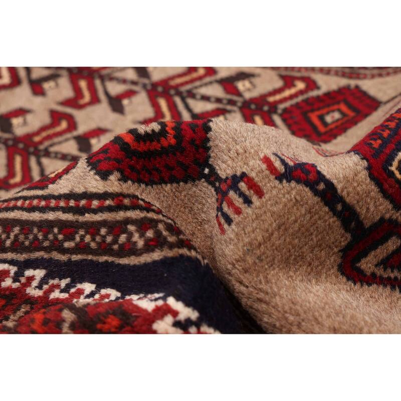 ECARPETGALLERY Hand-knotted Baluch Tan Wool Rug - 3'8 x 6'1