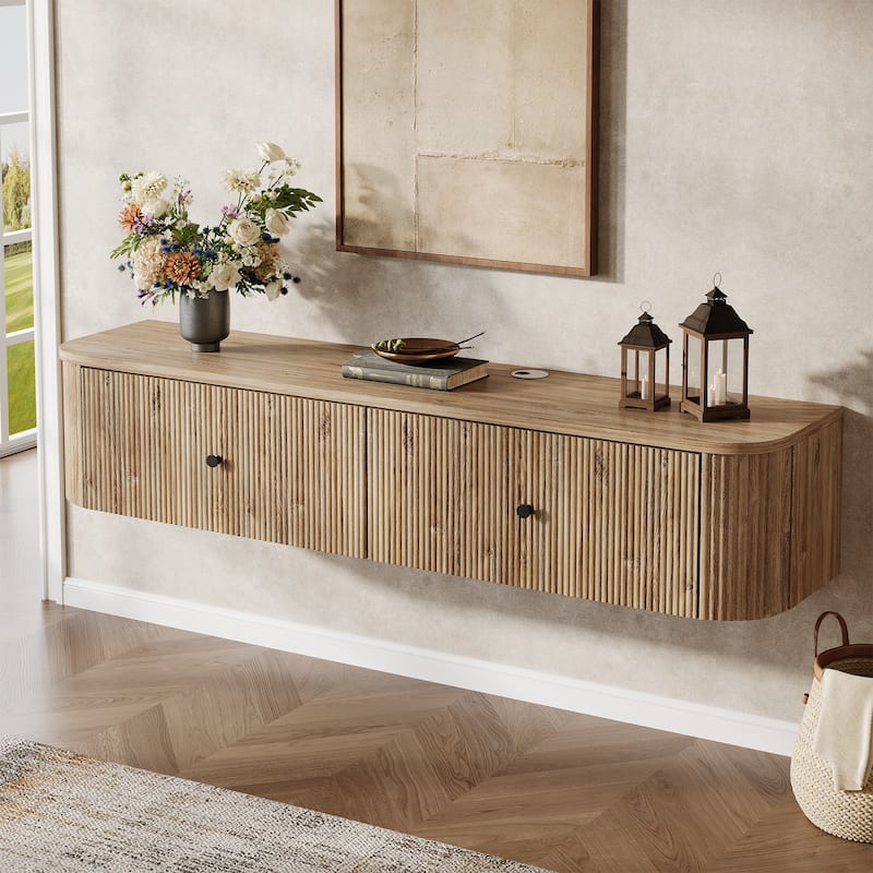 55-Inch Floating TV Stand, TV Console with 2 Drawers