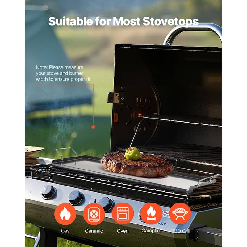 Anmytek Carbon Steel Flat Top Griddle Universal BBQ Grill Pan