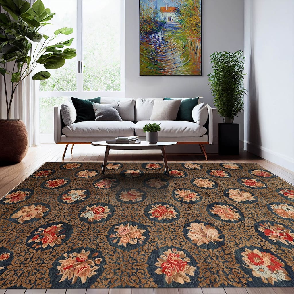 Hand Knotted Michaelian & Kohlberg Blue Tibetan 100% Wool Area Rug - 8' 2'' x 10' 5''