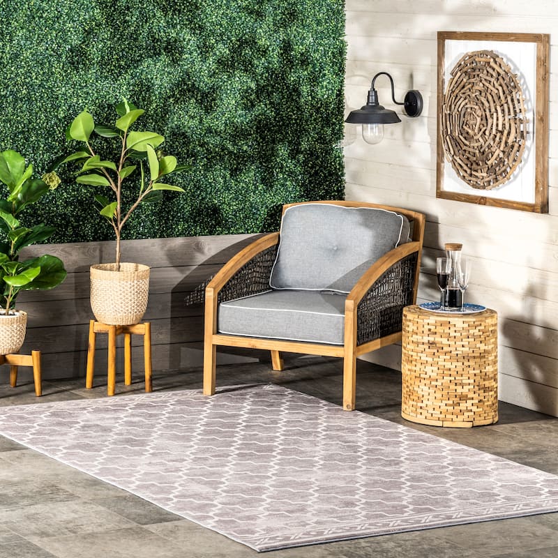 Nuloom Maribel Geometric Machine Washable Indoor/Outdoor Area Rug - 5' x 8' - Light Grey