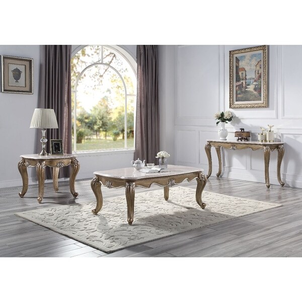 Rectangular Marble Coffee Table in Antique Bronze Finish - Antique