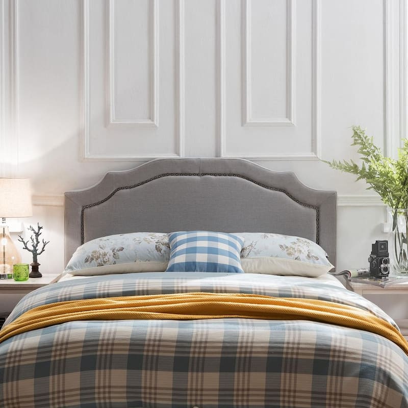 62" Queen Headboard with Nailhead Trim by Christopher Knight Home - Light Grey