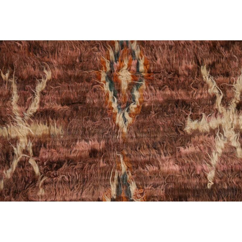 Hand Knotted Oriental 100% Wool Carpet Modern Tribal Pink Moroccan Area Rug - 9' 0'' X 5' 9''