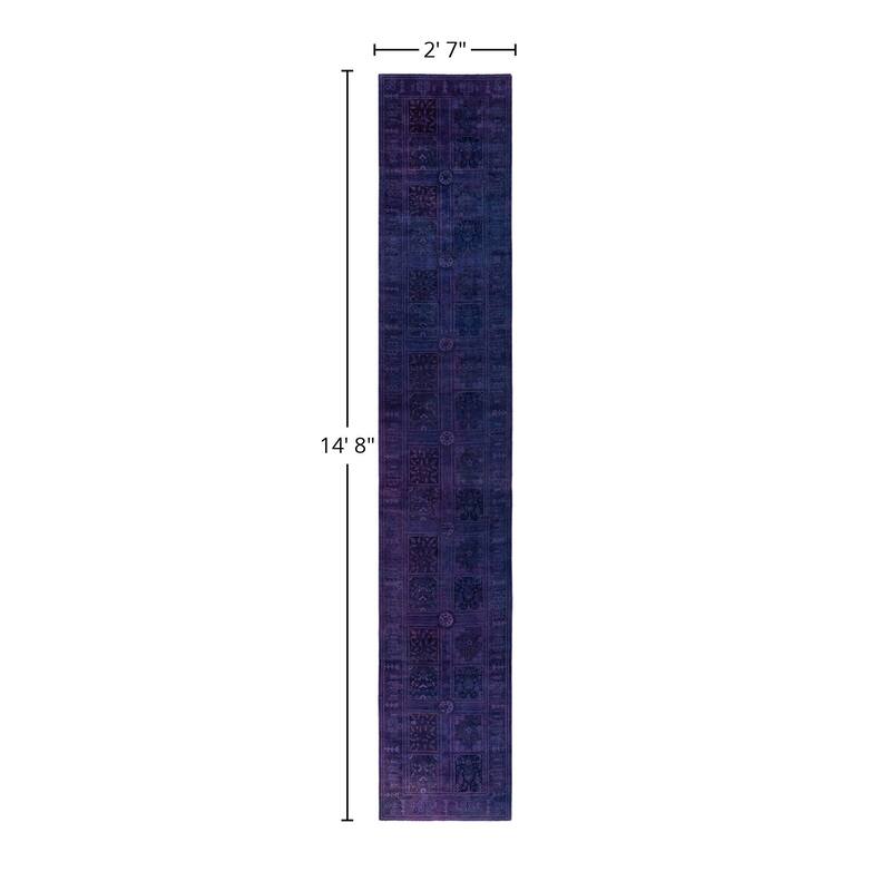 Overdyed One-of-a-Kind Hand-Knotted Area Rug - Purple - 2' 7" x 14' 8"