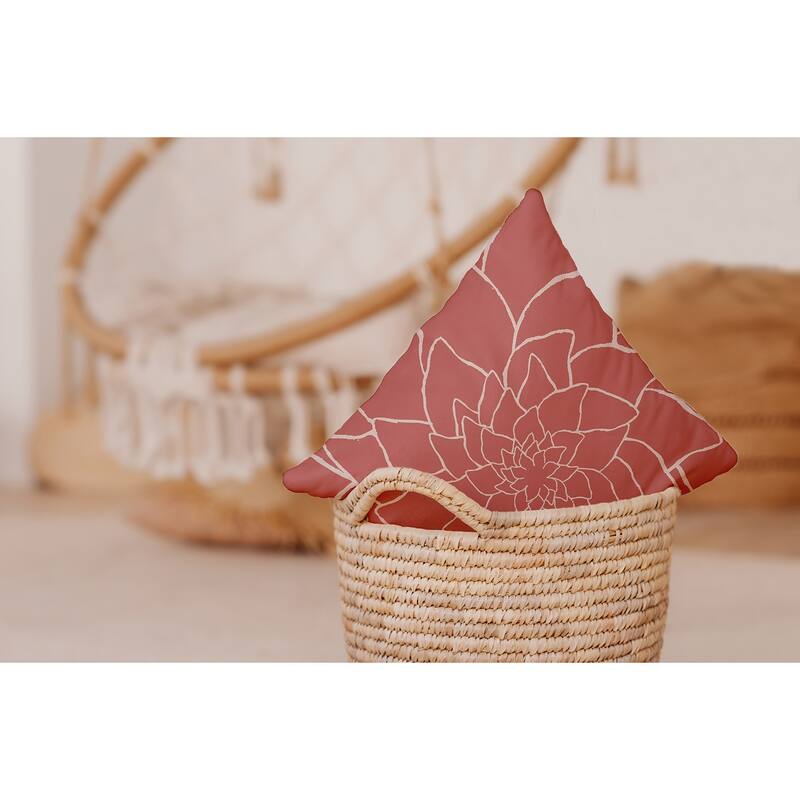 Flower Outline Indoor/Outdoor Throw Pillow