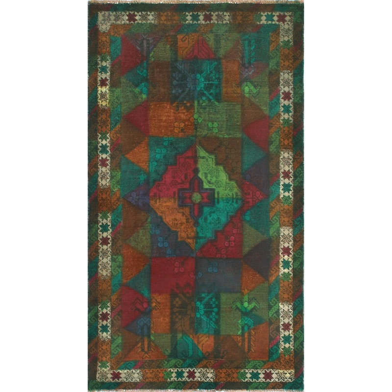 Vintage Rainbow-Dye Adkins Orange/Turquoise Rug - 3'9" x 6'8"