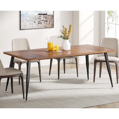 Industrial Dining Table for 6 to 8, Rectangular Kitchen Table
