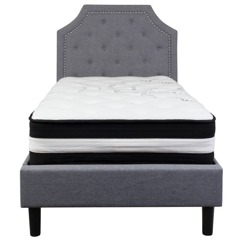 Arched Tufted Upholstered Platform Bed and Pocket Spring Mattress