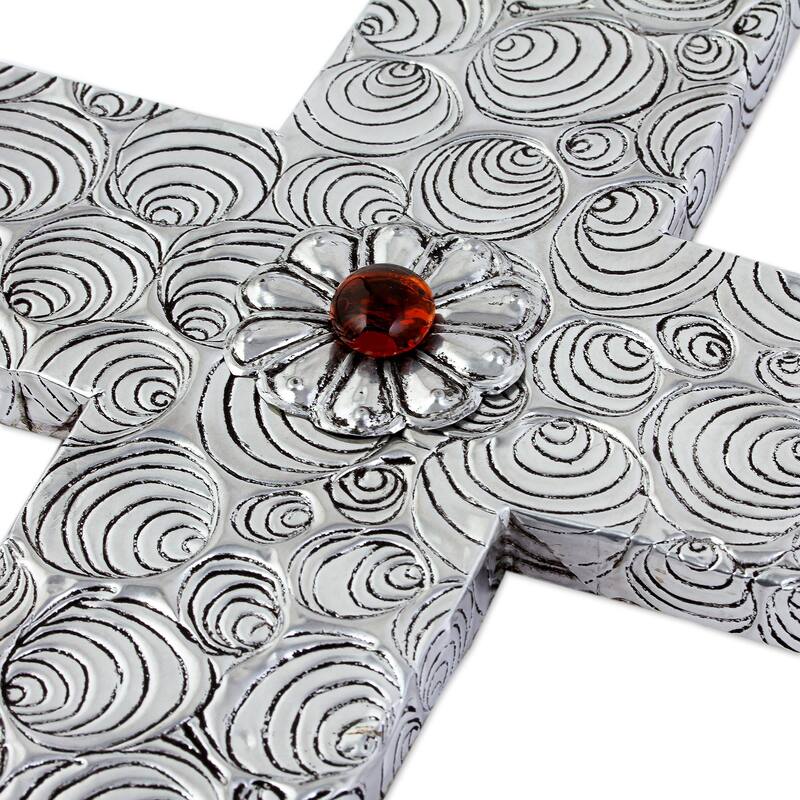 Novica Handmade Heavens Clouds Aluminum Repousse Cross
