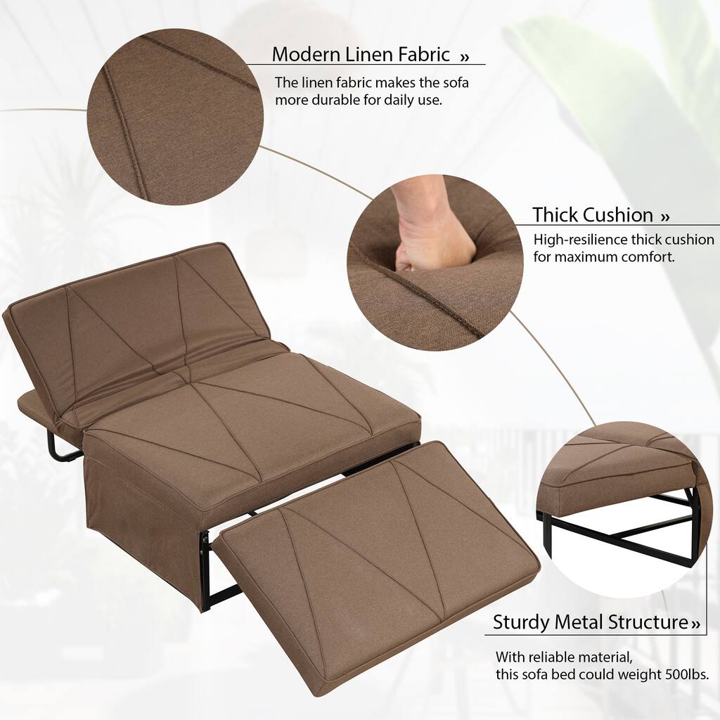 4-in-1 Folding Ottoman Sofa Bed Sleeper Chair Convertible Chair into Bed with Adjustable Backrest Sleeper Couch Bed