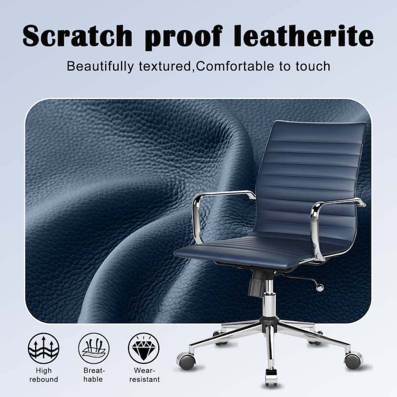 CAROCC Ribbed Computer Office Chair Swivel Lift tilt function Ergonomic Premium Leather Desk Armchair