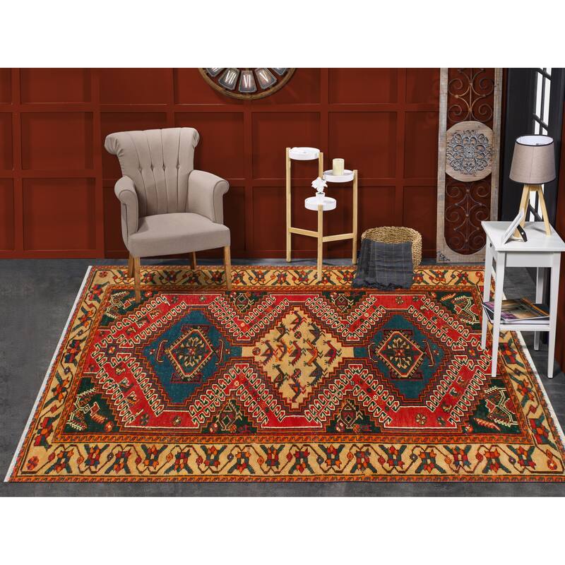 Fine Vintage Distressed Clarance Navy/Beige Rug - 4'4" x 6'7"