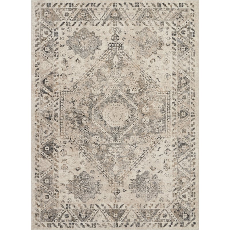 Distressed Floral Stain Resistant Soft Area Rug - 126' X '94' X '0.75