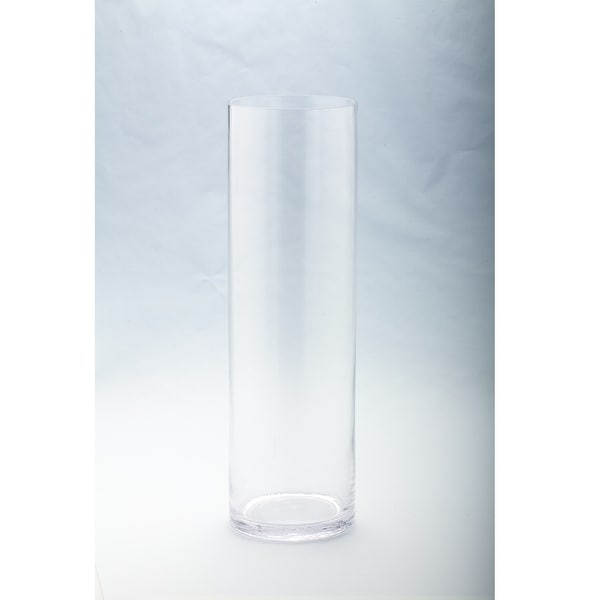 19.5" Clear Solid Cylindrical Transparent Glass Vase Tabletop Decor - N/A