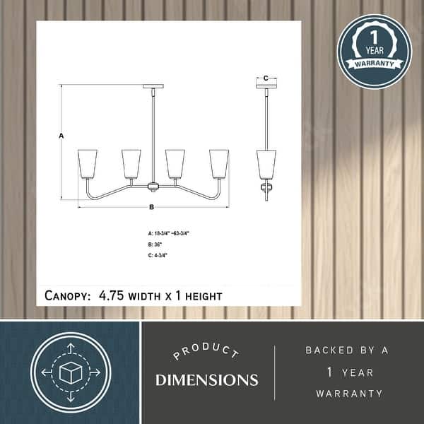 Vaxcel Lighting H0285 Beverly 4 Light 36" Wide Linear Chandelier