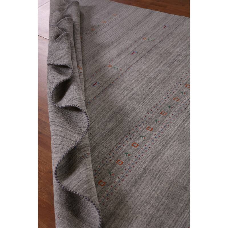Hand Knotted Oriental 100% Wool Carpet Tribal Tribal Greys & Charcoal Gabbeh Area Rug - 9' 8'' X 8' 3''
