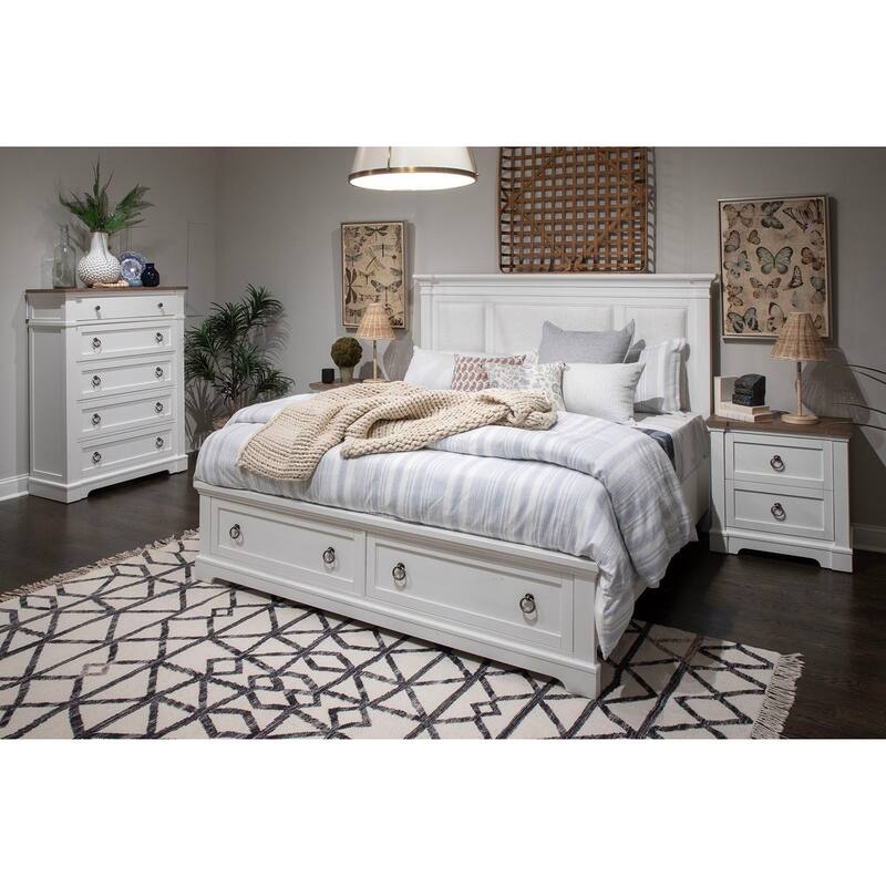 Magnussen Home Kingston Whisper White and Cerused Nutmeg Drawer Nightstand