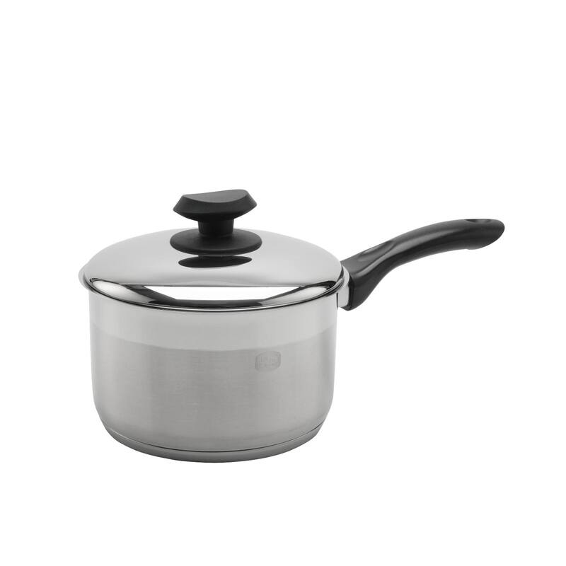 YBM Home Professional Chef’s 18/10 Stainless Steel Sauce Pot Covered Tri-Ply Capsule Base With Handle, Induction Compatible - 2.5 Quart - Black