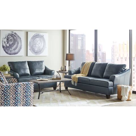 Copper Grove Benner Top Grain Leather Sofa and Loveseat Set