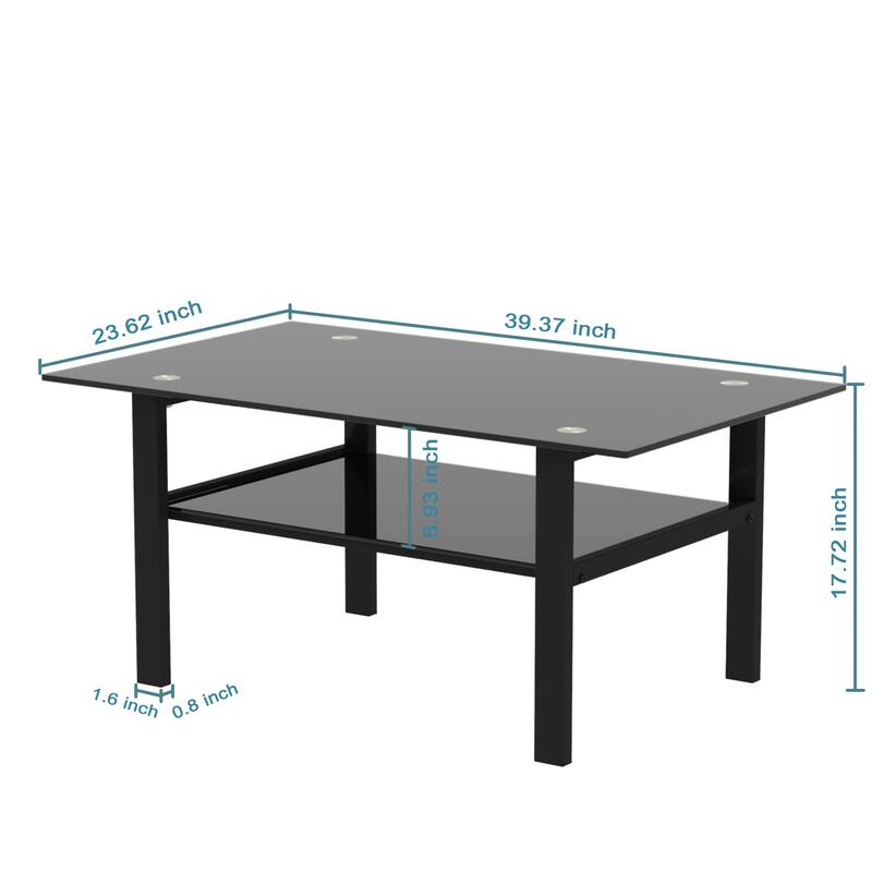 39"Rectangle Glass Coffee Table