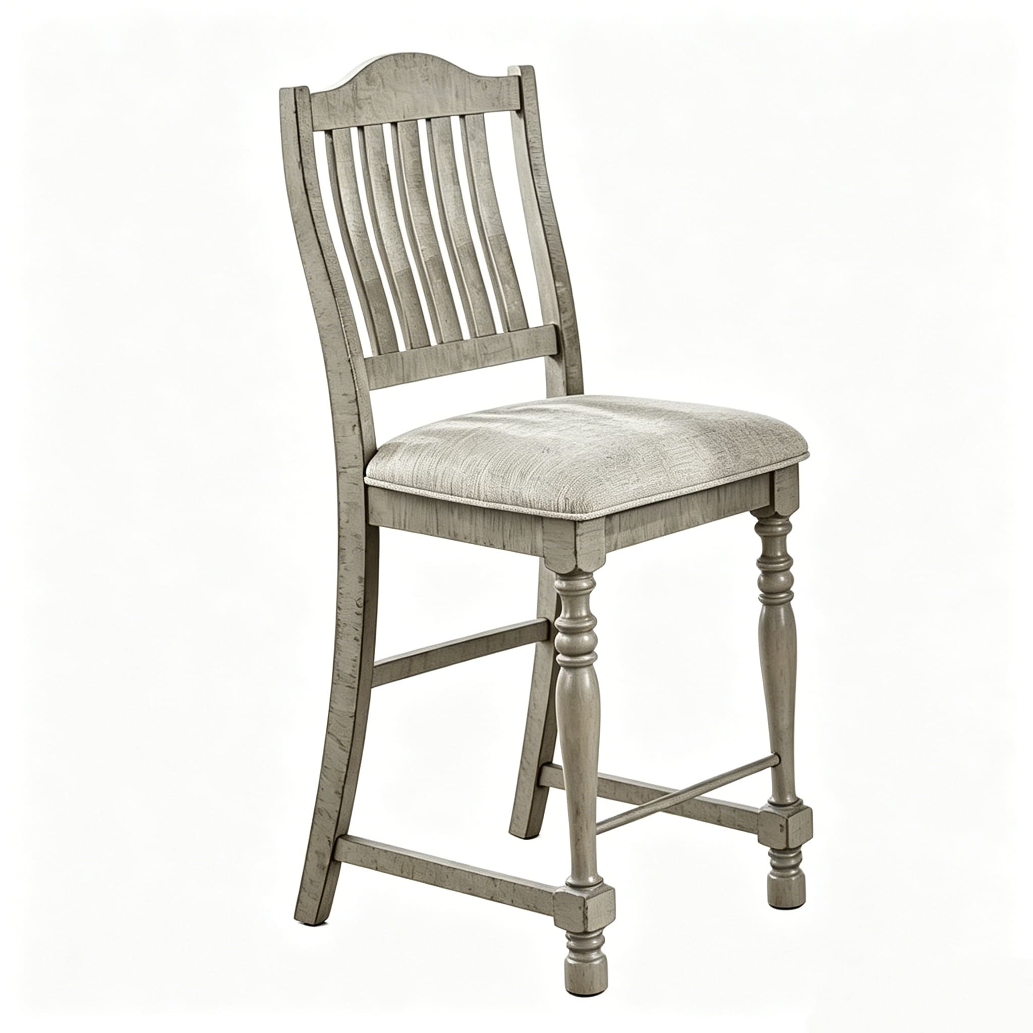Set of 2 Counter Height Dining Chairs Upholstered Seat Solid Wood Frame Farmhouse Bar Stools with Slat Back, 24" Seat