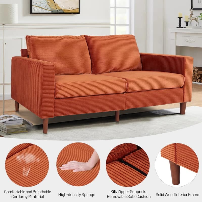 82.7" Sofas for Living Room, Comfy Love Seat Couches, Corduroy Loveseat Sofa,, Easy Assembly for Small Spaces