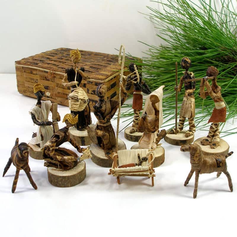 Handmade Banana Fiber Nativity Set (Kenya)