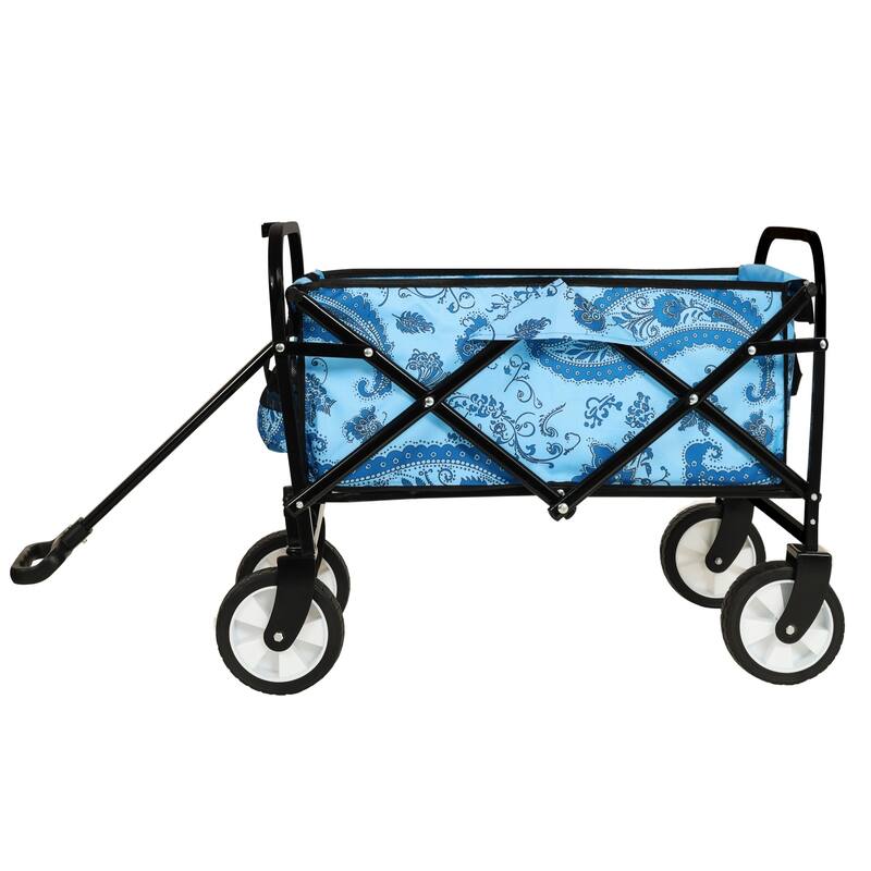 Colorful Collapsible Utility Wagon Cart with Strapping System - 225 lb Capacity