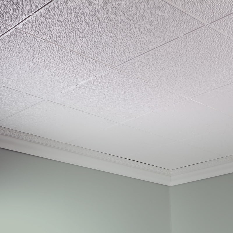 FASÄDE Border Fill Decorative Vinyl 2ft x 4ft Glue Up Ceiling Panel in Gloss White (5 Pack)