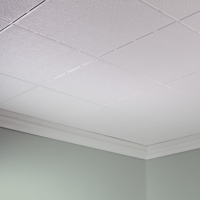 FASÄDE Border Fill Decorative Vinyl 2ft x 4ft Glue Up Ceiling Panel in Gloss White (5 Pack)