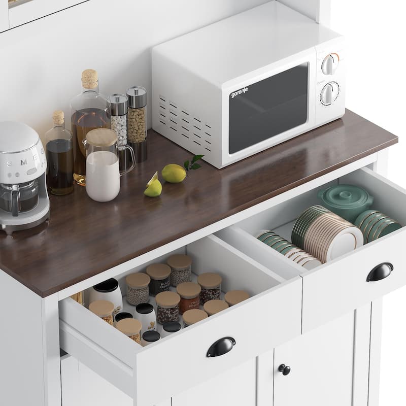 71" Kitchen Pantry Cabinet, Tall Storage Cabinet with Doors and Shelves & Drawer, Farmhouse Kitchen Hutch