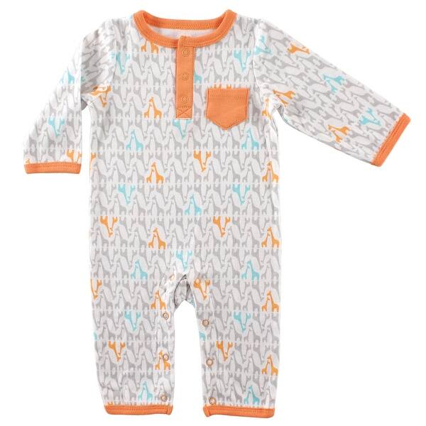 slide 1 of 1, Yoga Sprout Baby Cotton Coveralls 1pk, Giraffe 0 - 3 Months - Orange