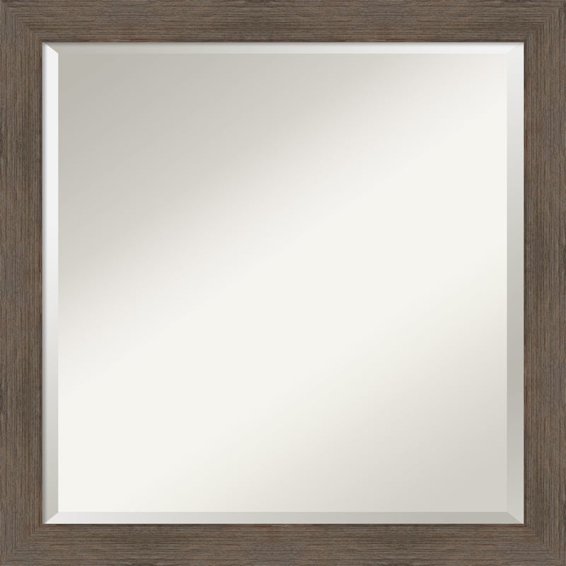 Beveled Wood Bathroom Wall Mirror - Hardwood Mocha Narrow Frame - Hardwood Mocha Narrow