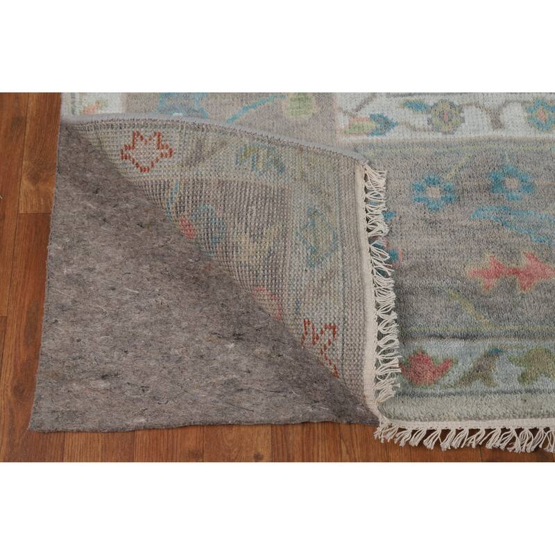 All-Over Grays Oushak Indian Area Rug Hand-Knotted Wool Carpet - 7'11" x 9'11"