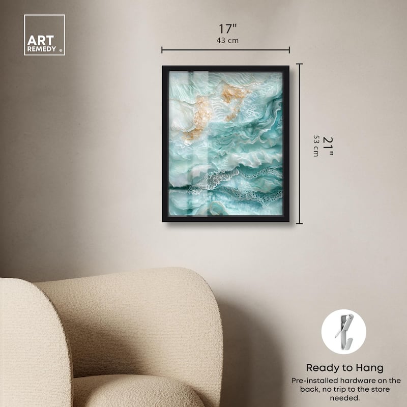 Teal Tiered Turbulence Shadowbox by Art Remedy