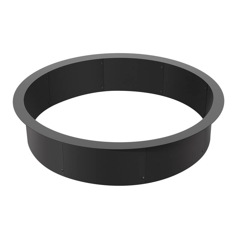 Black Carbon Steel Round Ring Fire Pit Perfect for Outdoor Special Events or Holiday Gatherings