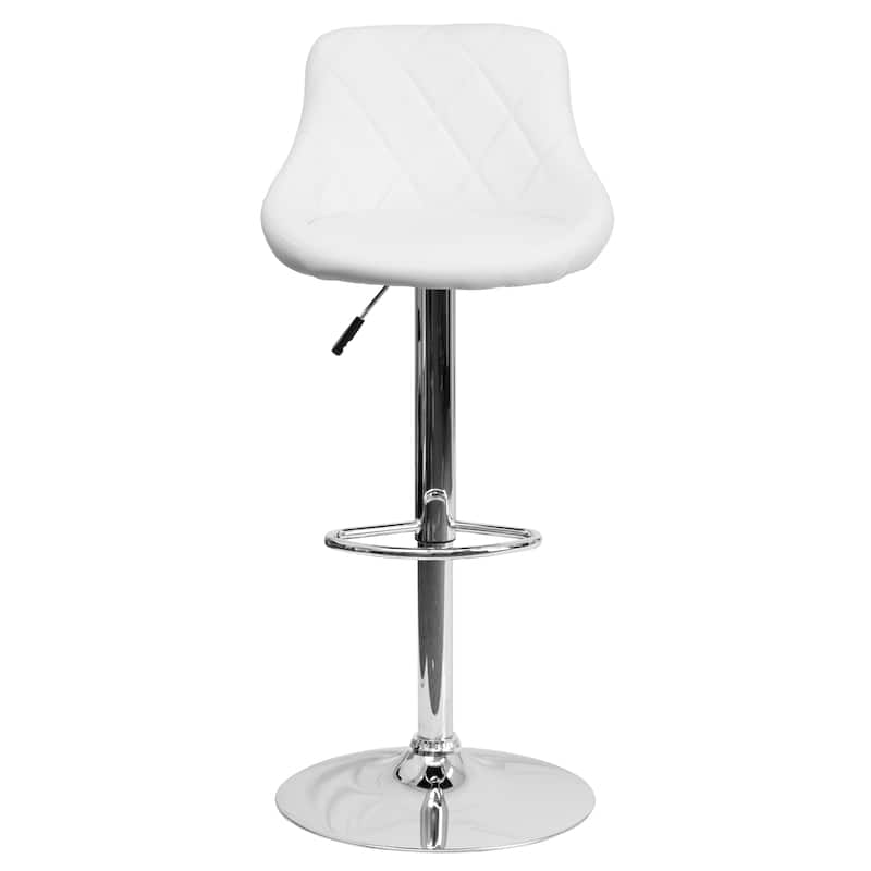 Diamond Pattern Vinyl Bucket Seat Adjustable Barstool - 18.5"W x 19"D x 33.25" - 41.75"H