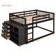 preview thumbnail 4 of 15, Full Over Full Wood Floor Bunk Bed with 4 Drawers & 3 Shelves,Espresso