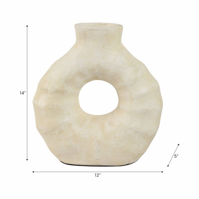 Pottery Terracotta Vase Modern Open Ring Design and Textured Surface