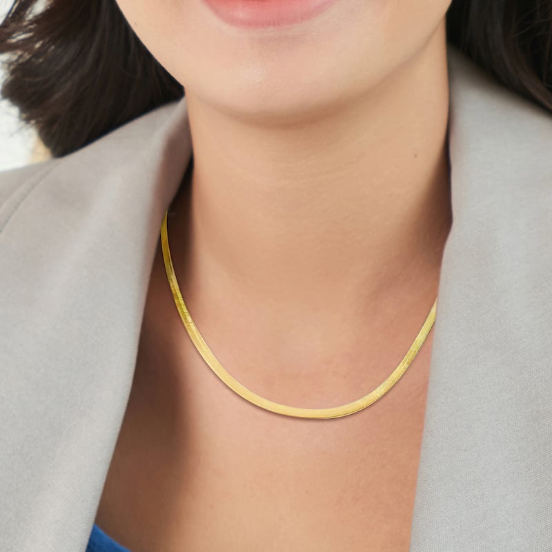 Miadora 3.5mm Flex Herringbone Chain Necklace in 10k Yellow Gold-18 in