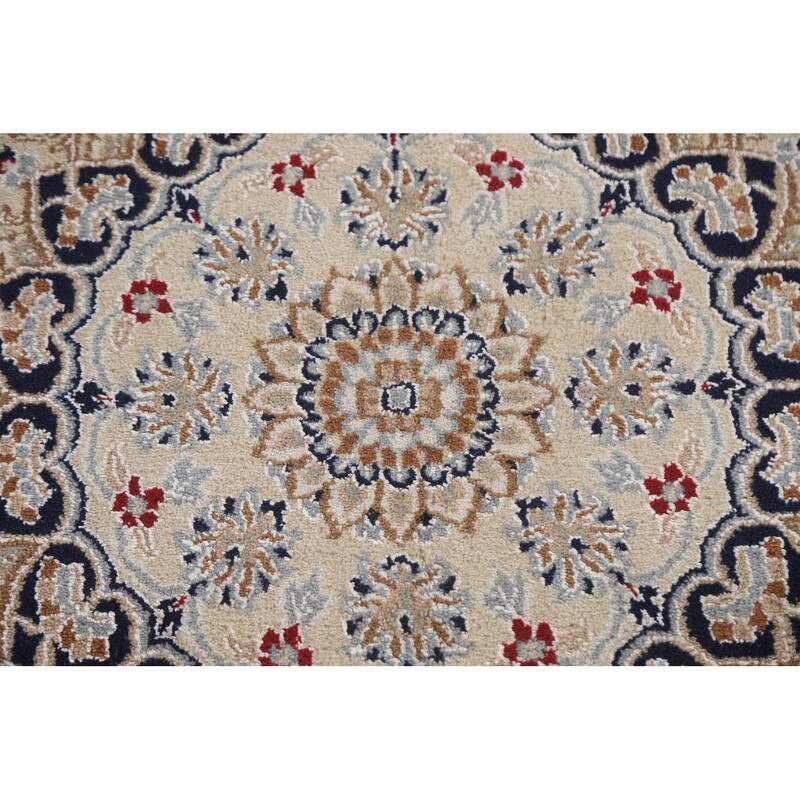 Traditional Green Kashan Oriental Area Rug Floral Wool & Silk Carpet - 9'0"x 12'0"