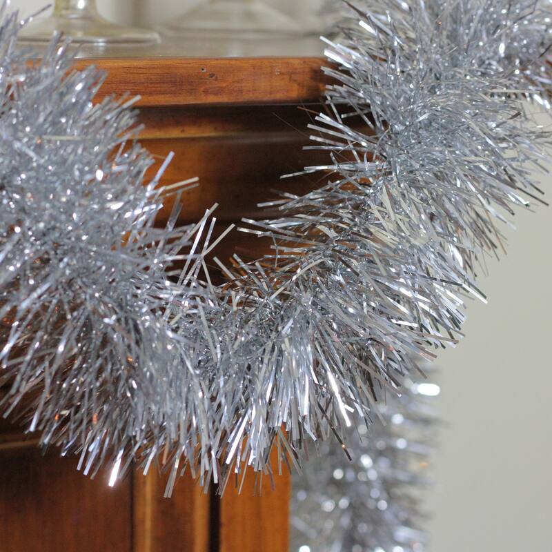 50' Traditional Shiny 6 Ply Christmas Foil Tinsel Garland - Unlit