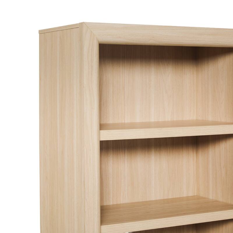 Walker Edison Modern Wood Open Bookshelf with Storage Cabinet
