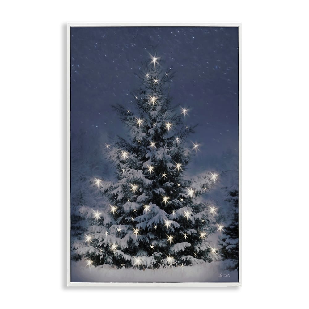 Stupell Snowy Nighttime Christmas Tree Framed Giclee Art Design By Lori Deiter